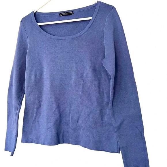 Peruvian Connection Size Medium Blue Long Sleeve‎ Sweater Top Scoop Neck Knit - Picture 1 of 5